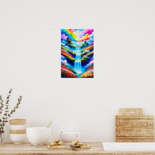 Poster Arte de Fantasia de Cachoeira Surreal