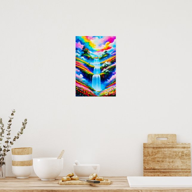 Poster Arte de Fantasia de Cachoeira Surreal (Cozinha)