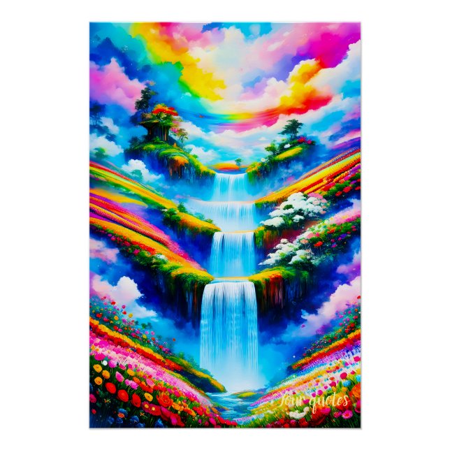 Póster Arte de Fantasia de Cachoeira Surreal (Frente)
