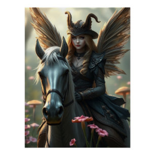 Póster Arte de Fantasia de Cavalo do Guerreiro