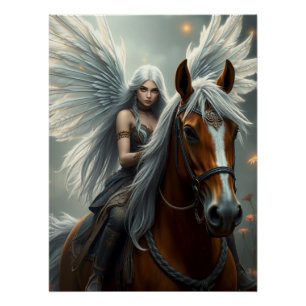 Póster Arte de Fantasia de Cavalo do Guerreiro