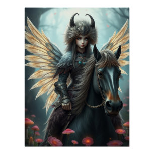 Póster Arte de Fantasia de Cavalo do Guerreiro