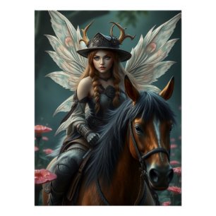 Póster Arte de Fantasia de Cavalo do Guerreiro