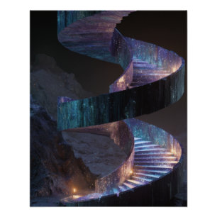 Póster Arte de Fantasia de Sonho Escada Espiral Cósmica