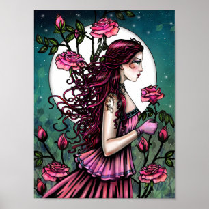 Poster Arte de Fantasia Mística Rosa Espanhola Molly Har
