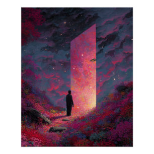 Póster Arte de Fantasia Surrealista Portal Carmesim Olhar