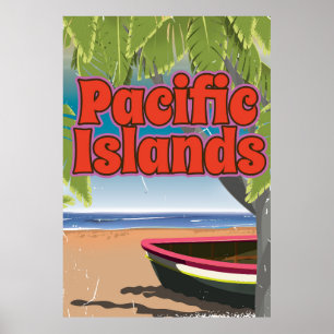Póster Arte de férias das Ilhas do Pacífico