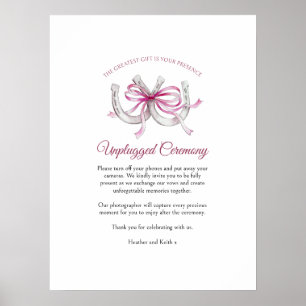 Poster Arte de ferradura fitas rosa casamento sem aparelh