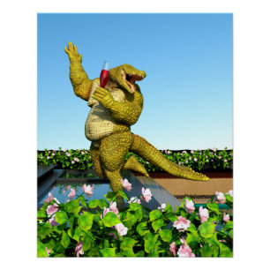 Póster Arte de festa de champanhe de crocodilo engraçado