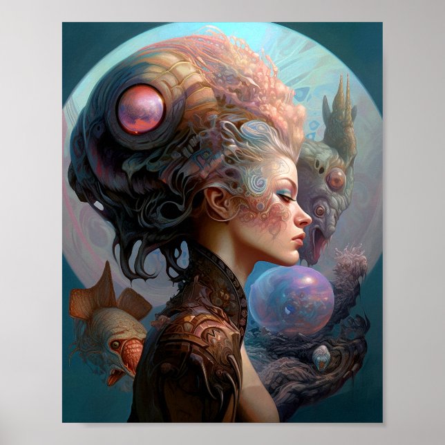 Poster Arte de Ficção Científica Surreal alienígena (Frente)