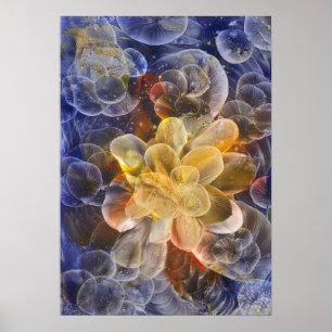 Poster Arte de Flor Abstrata Pintada à Mão