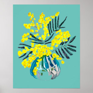 Poster Arte de flor amarela moderna mimosa-acácia