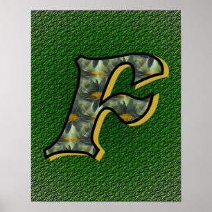 Póster Arte de Flor de Margarida Monograma Inicial F