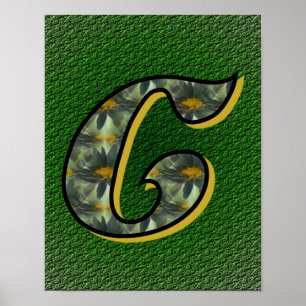 Póster Arte de Flor de Margaridas com Inicial de Monogram