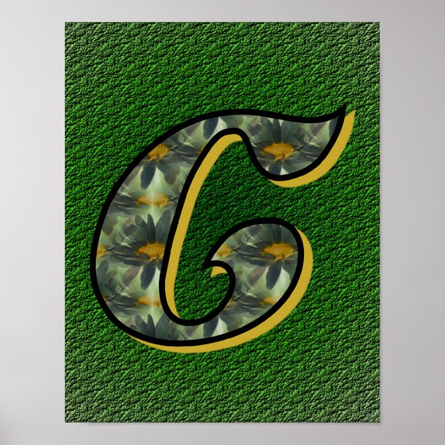 Póster Arte de Flor de Margaridas com Inicial de Monogram (Frente)