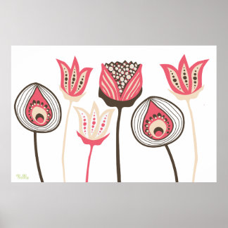 Poster Arte de Flor Funky com Vintage Extra Large