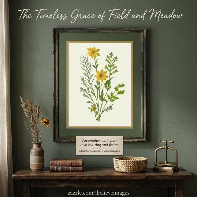 Poster arte de flores amarelas vintage (Criador carregado)