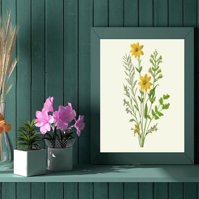 Poster arte de flores amarelas vintage (Criador carregado)