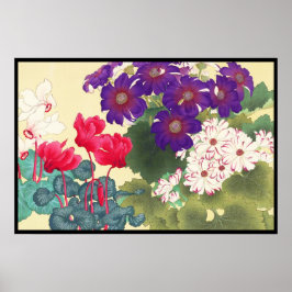 Poster Arte de flores aquáticas clássicas japonesas com v