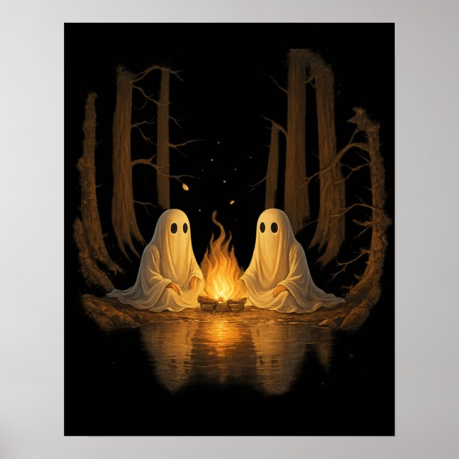 Poster Arte de Floresta Noturna da Fogueira de Fantasmas  (Frente)