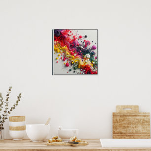 Poster Arte de Fluido Acrílico Abstrato Retangular Vibran