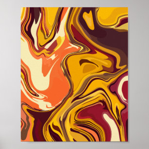 Poster Arte de Fluido de Cor Quente abstrato