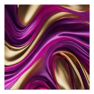 Póster Arte de fluxo de Abstrato moderno - Rosa Roxo e Do