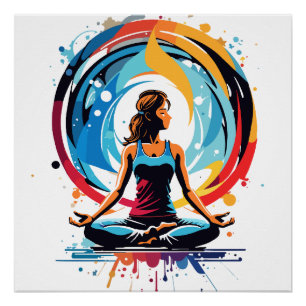 Póster Arte de Fluxo de Energia de Meditação Serena