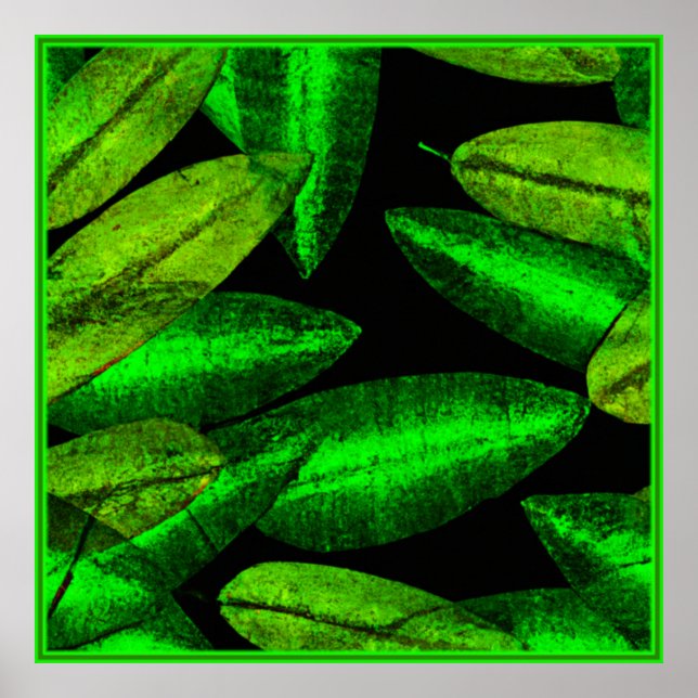 Poster Arte de Folhas Verde Neon. Compre Agora (Frente)