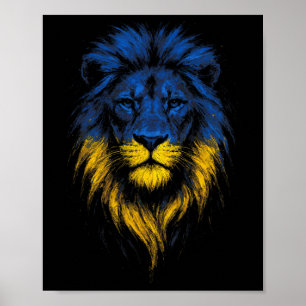 Poster Arte de Força de Leão Bandeira Ucraniana Ucrânia