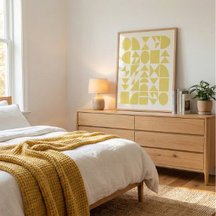 Poster Arte de Formas Geométricas Modernas em Amarelo Sua