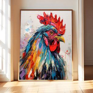 Poster Arte de frango abstrata, pôster de impressão, arte