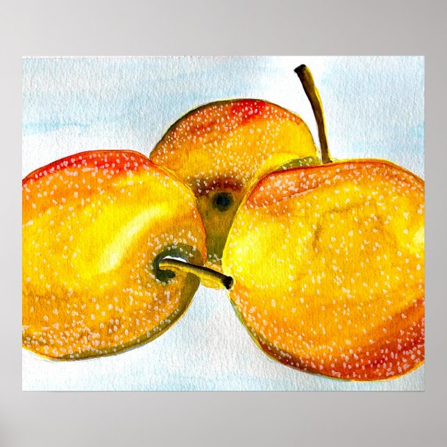 Poster Arte de fruta de cor d'água de pera de Nashi (Frente)