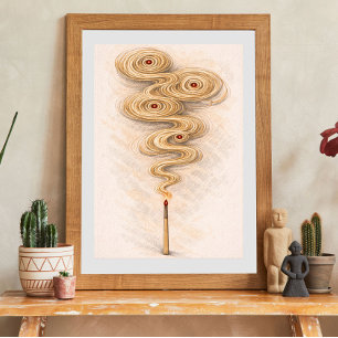 Poster arte de fumaça abstrata   ilustração de palito de 