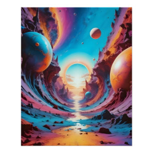 Póster Arte de fundo da Fantasia do Horizonte Cósmico abs