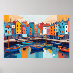 Poster Arte de Fundo da Porta da Vila abstrato Landscape