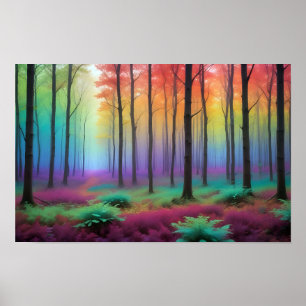Poster Arte de Fundo Natural da Floresta abstrato Paisage