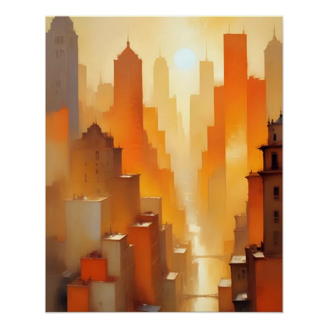 Póster Arte de fundo Poster de Edifícios de paisagem abst (Frente)