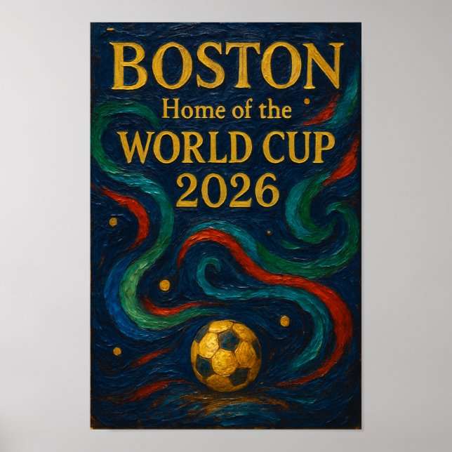 Poster Arte de Futebol de Boston 2026 Design de Futebol (Frente)