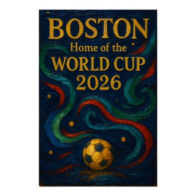Póster Arte de Futebol de Boston 2026 Design de Futebol (Frente)