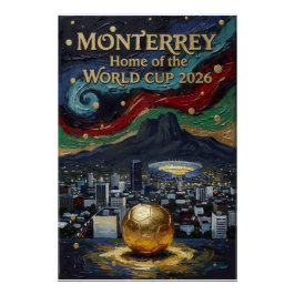 Póster Arte de Futebol de Monterrey 2026 Estádio Design d