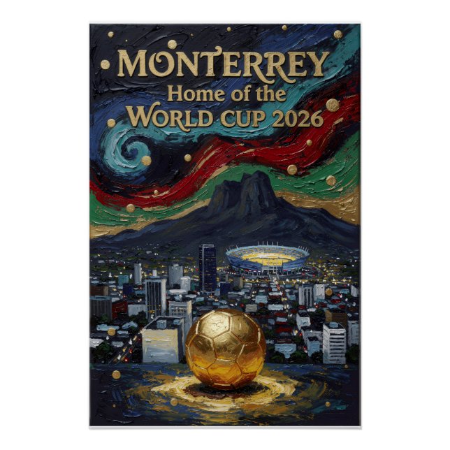 Póster Arte de Futebol de Monterrey 2026 Estádio Design d (Frente)