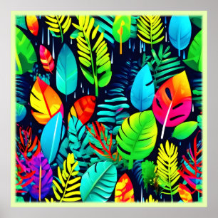 Poster Arte de garoa de folhagem vibrante