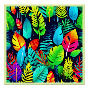 Póster Arte de garoa de folhagem vibrante