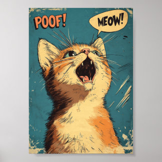 Poster Arte de Gatinho Laranja Meow no Estilo Pop Art de