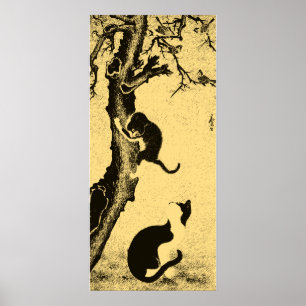 Póster Arte de Gato Coreano Vintage
