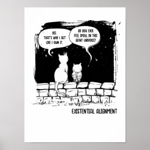 Poster Arte de Gato Cósmico Perspectiva Humor