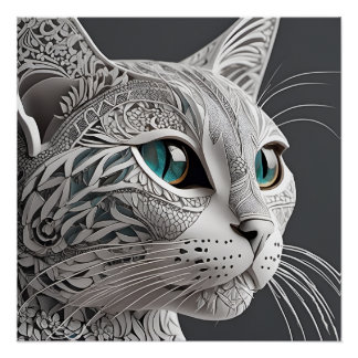 Póster arte de gato de gustav klimt