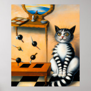 Poster ARTE DE GATO JOGUETÃO RETRÔ   Amante de GATO Capri
