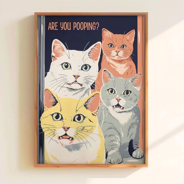 Poster Arte de gato para parede de banheiro para imprimir (Criador carregado)